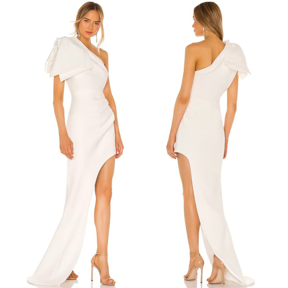 NEW Bronx and Banco Stella Bridal Gown in White One Shoulder Maxi Wedding Dress - Picture 2 of 8
